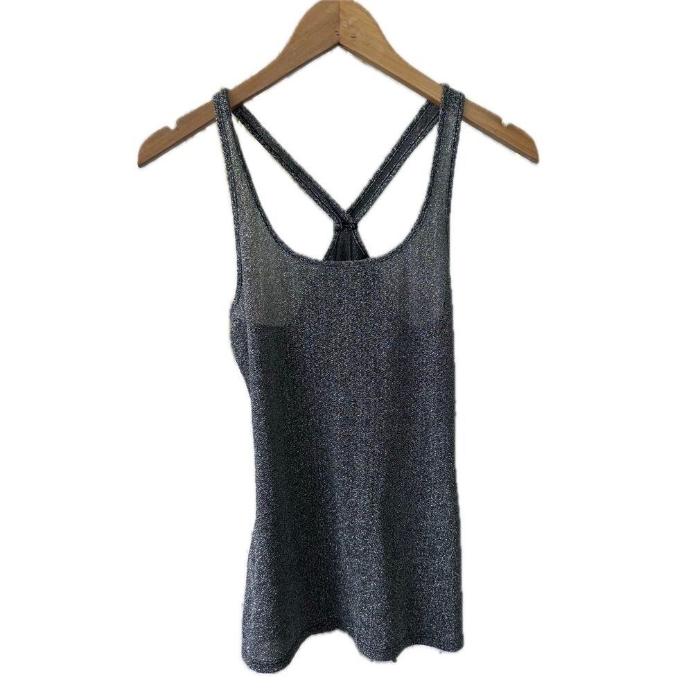 Express Women's Semi Sheer Metallic Shimmer Holiday Racerback Tank Top S